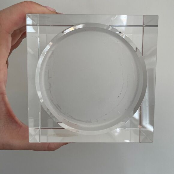 Two Vintage Oleg Cassini Crystal Square Candle Holder - Picture 7 of 11